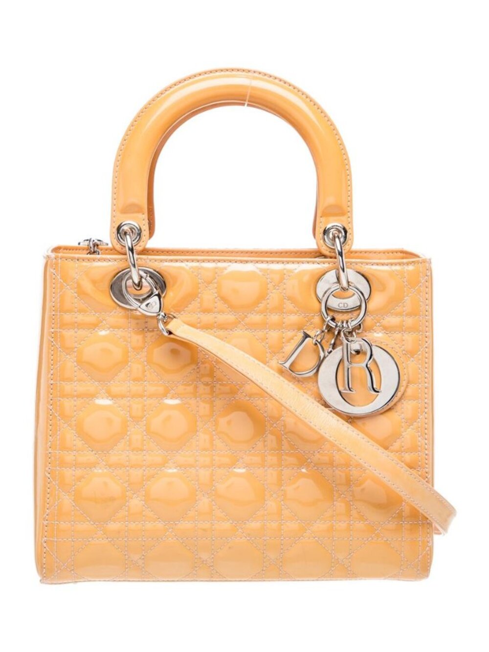 Christian Dior John Galliano Peach Patent Leather Lady Dior Bag